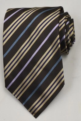 NUEVA Corbata Burberry Marrón/Amarillo/Azul Hombre 100% Seda Auténtica Hecha en Italia 035016 Foto 1 de 4