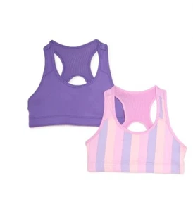Athletic Works Girls Bras 2 Pack Purple High Reversible Sports Size Med NEW - Picture 1 of 5