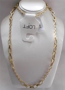Loft Fashion Necklace Gold Golden Chain with Black Crystal Accents - Picture 1 of 1