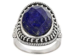 Anillo de plata de ley lapislázuli azul ovalado de 7,00 quilates - talla 5 - Imagen 1 de 5