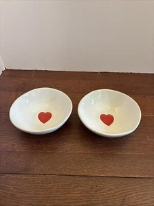Set of 2 Williams Sonoma Red Heart Cereal Dessert Bowl Ceramic 5.5” Valentines - Picture 1 of 8
