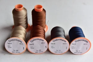 1x Gütermann Nähgarn | Tera 40 400m braun 450 | Tera 30 300m grau | 701 30 blau - Bild 1 von 3
