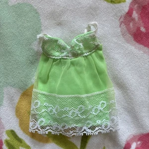 Vintage 70’s Barbie Lime Green Lace Babydoll Nightie Nightgown PJ Slip Dress - Bild 1 von 7