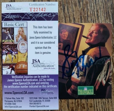 Bonita tarjeta autografiada firmada por los Redskins 1992 Pro Line Sonny Jurgensen certificado de autenticidad JSA Foto 1 de 3