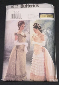 Costume vintage Butterick modello cucito 3012 non tagliato Bridgerton Dowton Abbey - Foto 1 di 2