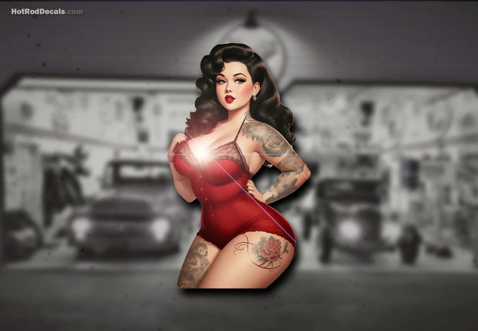 Тина стикер Hot Rod Ford Chevy сексуальный толстый вырезка Bomber девочка рокабилли татуировка - Изображение 1 из 1