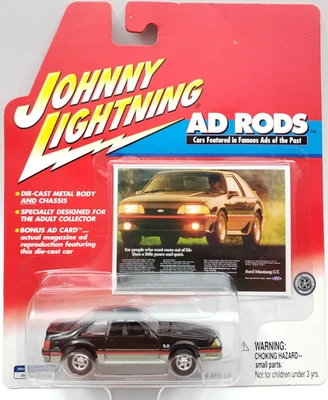 Johnny Lightning 1988 Ford Mustang GT 5.0 barras de anuncio diecast 1:64 negro Foto 1 de 4