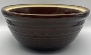 Marcrest Oven Proof Stoneware Bowl 8" Daisy Dot Brown NO LID Made USA 2.5 QT EUC - Picture 1 of 7