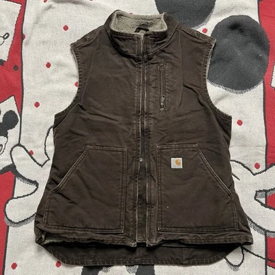 Chaleco Forrado Carhartt Sherpa De Colección Marrón Oscuro Hecho en México (Talla M 8-10) Foto 1 de 4