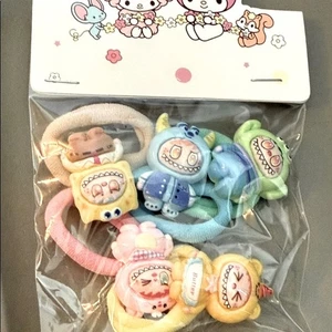 Colorful Monsters Fun Creatures Pony Tail Holders Hair Ties 5pcs Handmade - Picture 1 of 3