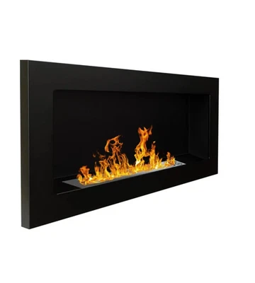 CAMINO BIOETANOLO DA PARETE DIVINA FIRE "LUCCA" IN ACCIAIO NERO 90X12X40 CM - Immagine 1 di 4