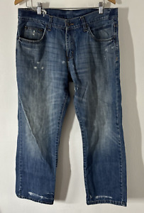 COMPANY 81 SPENCER STRAIGHT JEANS MENS SIZE 34 X 30* 29 HOLES DISTRESSED
