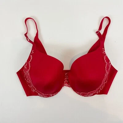 Sujetador rojo Soma 34D espalda desaparecida cobertura completa ribete de encaje B5 nuevo sin etiquetas Foto 1 de 4