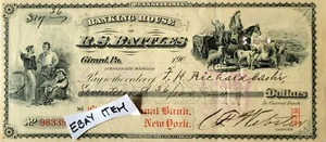 1909 check Girard PA. BANKING HOUSE R.S. BATTLES F.H. RICHARD CASHR G.H. WEBSTER - Picture 1 of 2