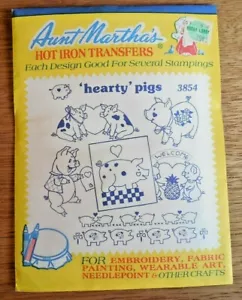 NEU Vintage Tante Martha's Hot Iron Transfers #3854 "Hearty Pigs" - Bild 1 von 2