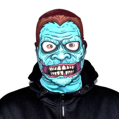 3D Effekt Gesicht Skin - Cartoon Blau Zombie - Stoff - Halloween Maske - Bild 1 von 4