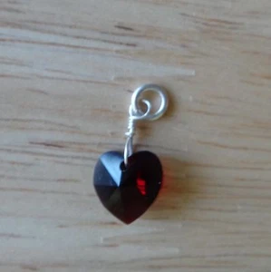 Granate de plata esterlina 17x10 mm enero hecho con dije corazón de cristal de Swarovski - Imagen 1 de 3