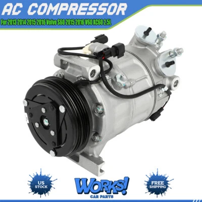 AC A/C Compressor For 2013 2014 2015 2016 Volvo S60 2015 2016 V60 XC60 2.5L - Image 1 of 4