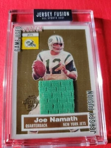 JERSEY USADA JOE NAMATH JUEGO & 2021 Camiseta Fusion 2005 TOPPS TARJETA DE 50 AÑOS #1 JETS - Imagen 1 de 2