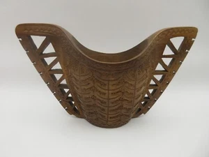 4"H Vtg Hand Carved Wood Wedding Cup Yugoslavia European Balkan Teak Vase Kuksa - Picture 1 of 18