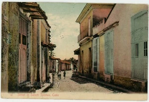 Vintage Postcard Cuba 1910 Street in Sancti Spiritus Caimanera Oriente Posted - Imagen 1 de 2