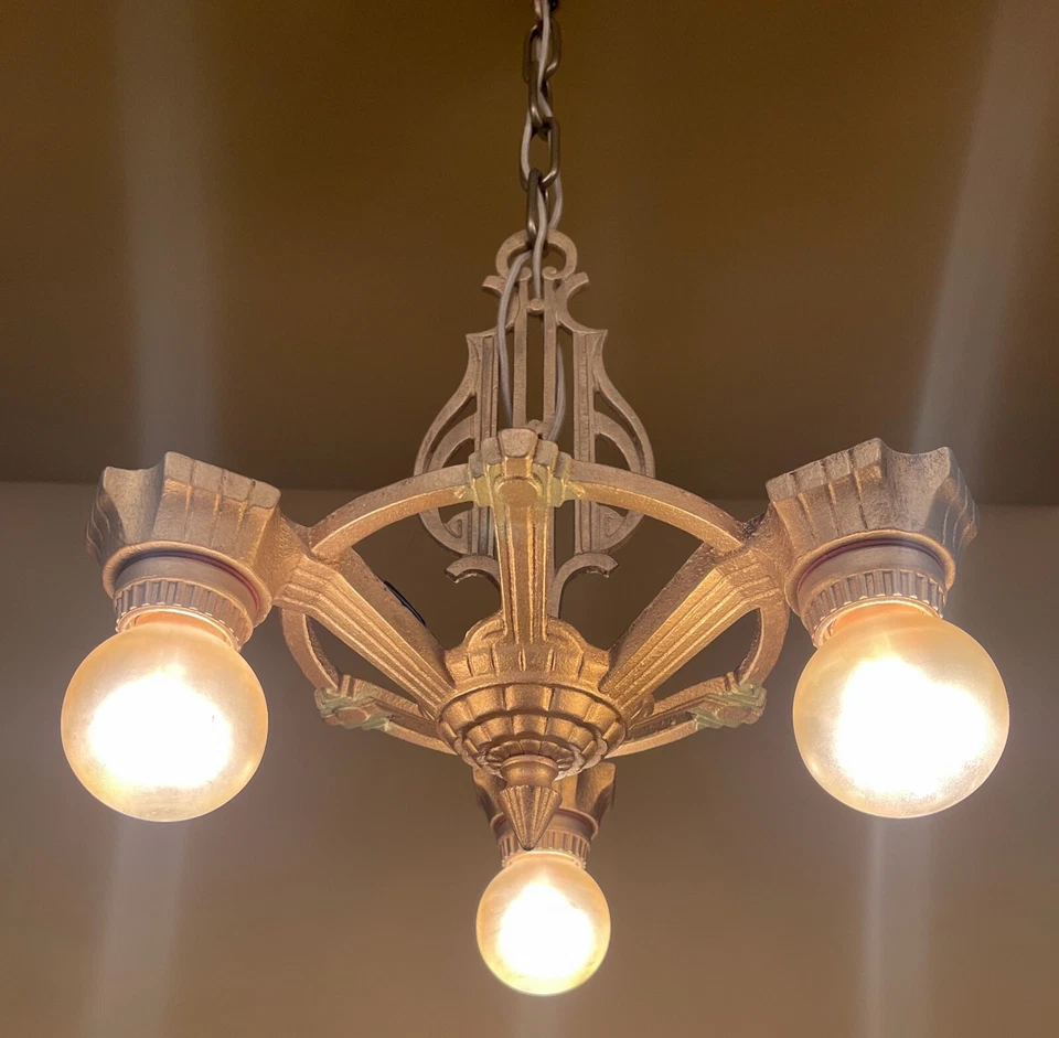Vintage Lighting 1930s PURITAN foyer chandelier. Restored! - Image 1 of 4