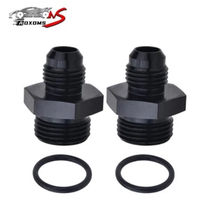2Pcs 8AN AN8 Flare to 6AN AN6 ORB Male Fuel Rail O-Ring Fitting Adapter Black - Picture 1 of 14