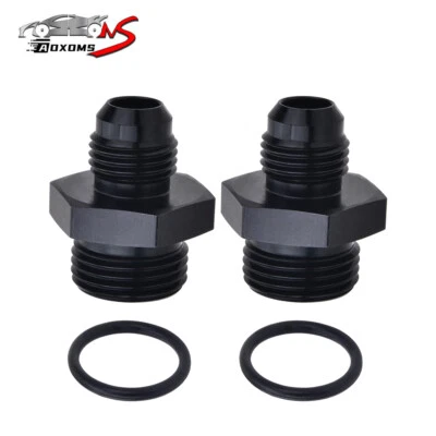 2Pcs 8AN AN8 Flare to 6AN AN6 ORB Male Fuel Rail O-Ring Fitting Adapter Black - Image 1 of 4
