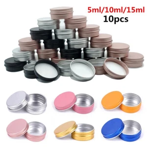 10pcs Metal Tin Jar Cream Balm Candle Cosmetic Container Cans Aluminum Box Tools - Picture 1 of 34