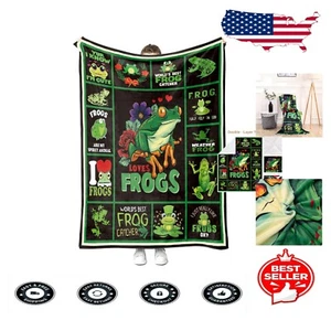 Skin-Friendly Frog Pattern Fleece Throw Blanket - 60x50in All-Around Comfort - Picture 1 of 9