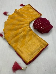 Latest Indian New Pakistani Sarees For Women Bridal Bollywood Sari Designer Wear - Picture 1 of 3