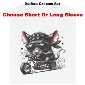 Rat Racer Crazy Biker Chopper Motorcycle Rider DigiRods Cartoon Car T Shirt - Picture 1 of 7