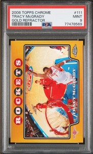 2008 Topps Chrome Tracy McGrady #111 GOLD REFRACTOR /50 PSA 9 Rockets Pop 5 