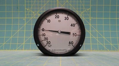 Ashcroft 4.5" General Service Gauge 30IMV - 60PSI 1/4" NPT Back Connect 451010A - Image 1 of 4