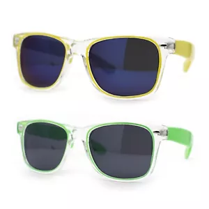 Gafas de sol transparentes urbanas hipster clásicas con borde de cuerno de 2 tonos - Imagen 1 de 9