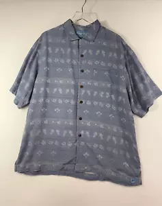 Bermuda Bay Camicia di seta hawaiana manica corta - Azzurro - Uomo Large - Foto 1 di 7