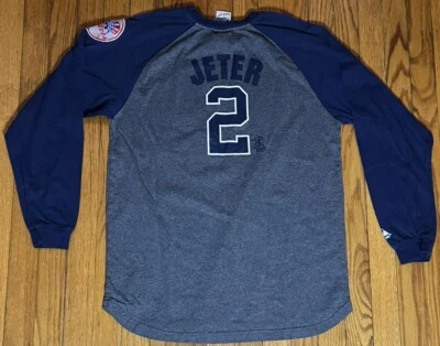 MLB New York Yankees Jeter #2 Camisa Majestuosa Manga Larga Yankee Parche Talla 18/20 Foto 1 de 4