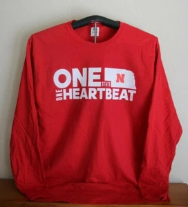 ONE STATE ONE HEARTBEAT - NEBRASKA - T-shirt manica lunga, grande, rossa - Foto 1 di 7