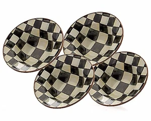 *NEW* MacKenzie-Childs Breakfast Bowls | Courtly Check Enamel (set of 4) - Picture 1 of 2