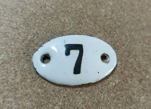 Vintage Enamel Sign Number 7 White House Door Plate Metal Porcelain Tin Retro - Picture 1 of 2