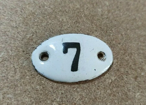 Vintage Enamel Sign Number 7 White House Door Plate Metal Porcelain Tin Retro Cover