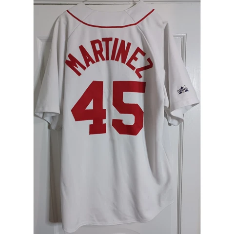 Pedro Martinez #45 Boston Red Sox Sewn Home White Jersey Adult XL, Majestic Used Cover