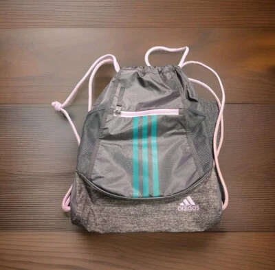 Adidas SackPack Drawstring Bag Backpack Gray & Pink Unisex - Image 1 of 4