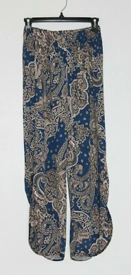 Просто Aster синий/кремовый брюки, размер M легкий весна лето богемное - Изображение 1 из 4