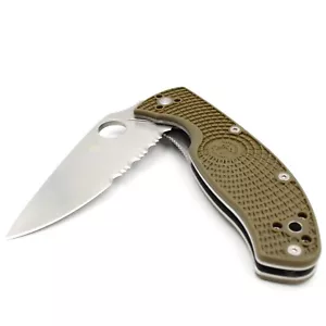 Spyderco Tenacious FRN - Modern Lightweight Combo Knife 8Cr13MoV - OD/SS - EDC - Picture 1 of 7
