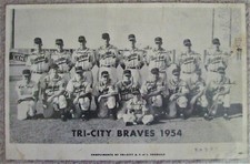 1954 Globe Printing Tri-City Braves Team Photo Western Int. League RARE 