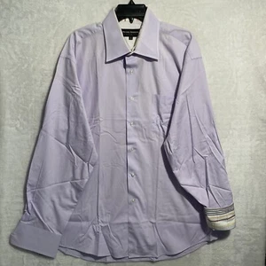Michael Brandon Mens Button Shirt Solid Purple XL Cotton Long Sleeve Collar - Picture 1 of 7
