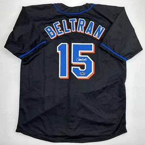 Facsimile Autographed Carlos Beltran New York Black Reprint Jersey Size Men's XL - Picture 1 of 4