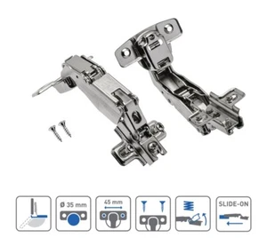 Pair Kitchen Cabinet Unit Door Hinges Angular 165 Degree pack of 2 pcs GTV - Picture 1 of 2