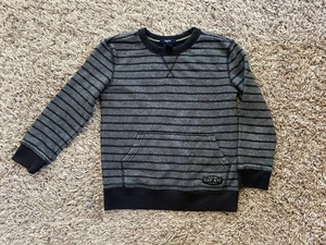 GAP Kids Crew Neck Sweater Boys Sz S 6-7 Years Gray Black Striped - Picture 1 of 3